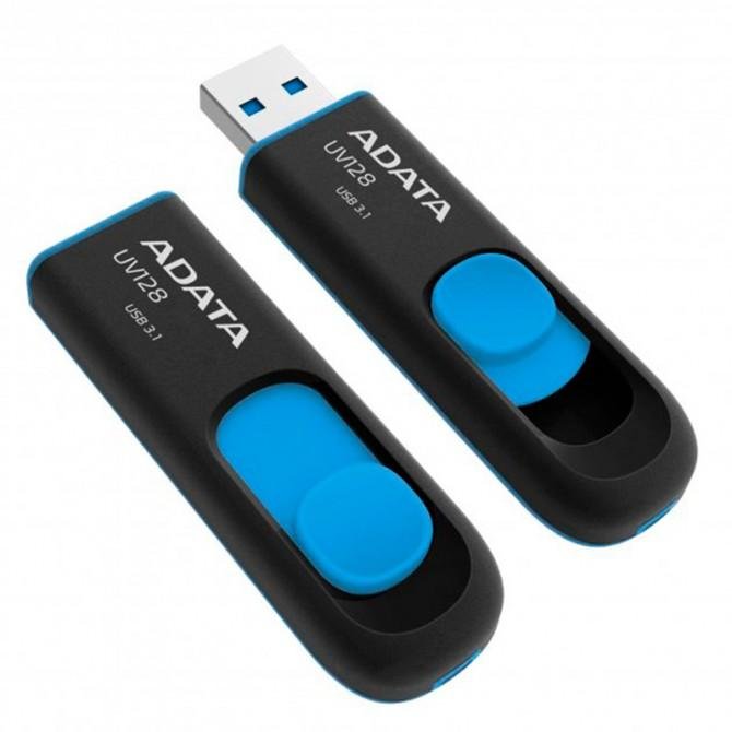 Флеш-накопитель ADATA USB 64Gb AUV128 Black/Blue USB 3.2