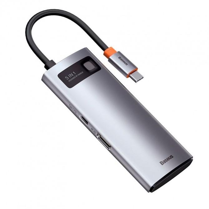 Хаб Baseus Metal Gleam Series 5-in-1 Multifunctional （Type-C to HDMI*1+USB3.0*3+PD*1)-1