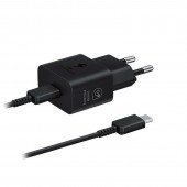 Мережевий зарядний пристрій  Quality Samsung 25W + cable Type-C Black Мережевий зарядний пристрій  Quality Samsung 25W + cable Type-C Black