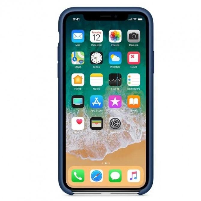 Оригинальный силиконовый чехол для iPhone X/Xs Кобальт-1