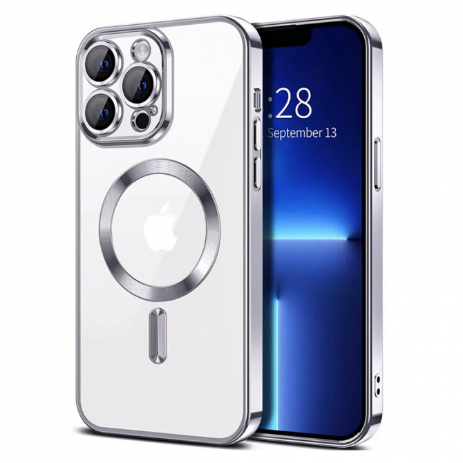 Силіконовий чохол SHINING with MagSafe для iPhone 16 Pro Max Срібний