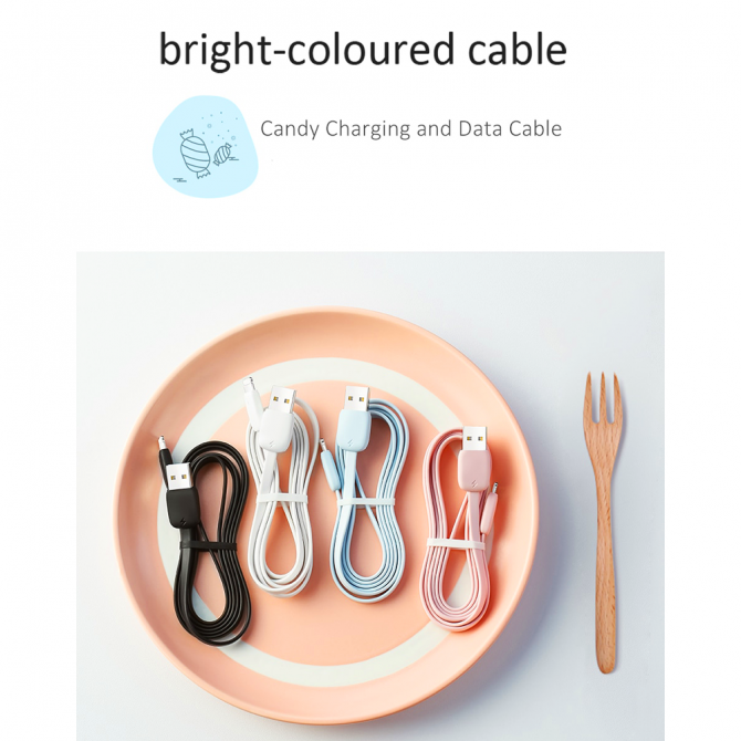 Кабель Usams U6 US-SJ228 Candy Color Lightning Charging & Data Cable 1.2m Чорний (SJ228USB01)-1