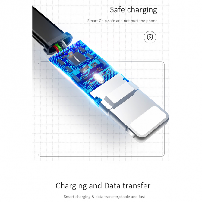 Кабель Usams U6 US-SJ228 Candy Color Lightning Charging & Data Cable 1.2m Чорний (SJ228USB01)-3