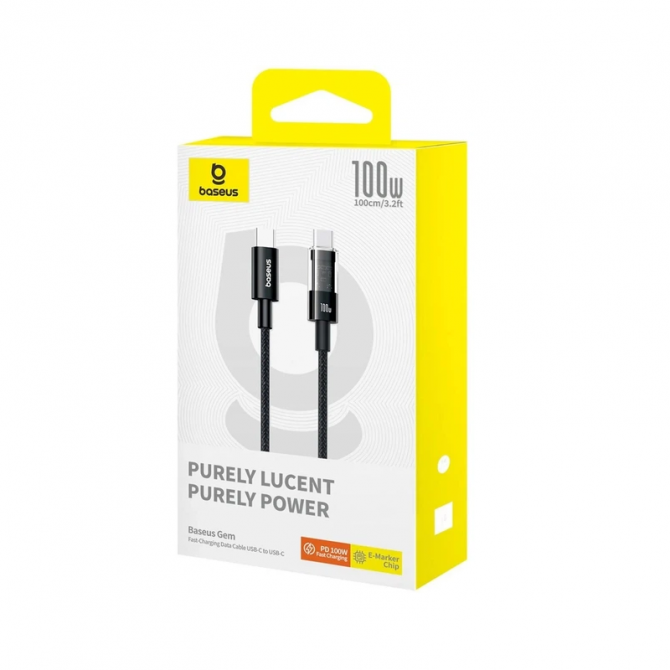 Кабель Baseus Gem Fast Charging Type-C to Type-C 100W (1m) (Black)-3