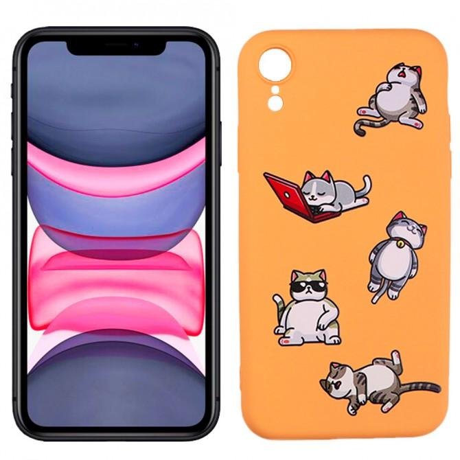 Чохол Funny Animals series для iPhone XR Orange Lazy Cat