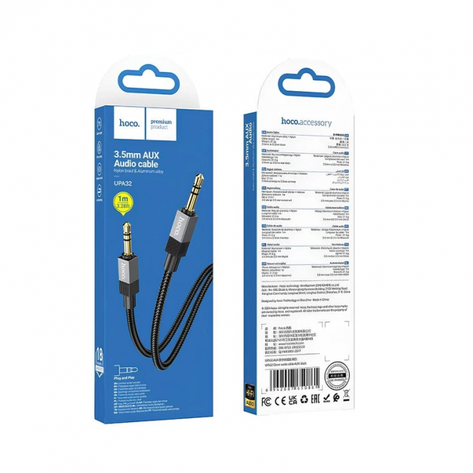 Кабель AUX Hoco UPA32 Clever 1m Black-2