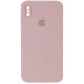 Силиконовый чехол для iPhone Xs Max Бежевый FULL (SQUARE SHAPE)