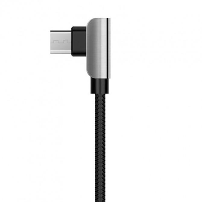 USB Cable Hoco U42 Exquisite Steel MicroUSB (L Shape) Black 1.2m-1