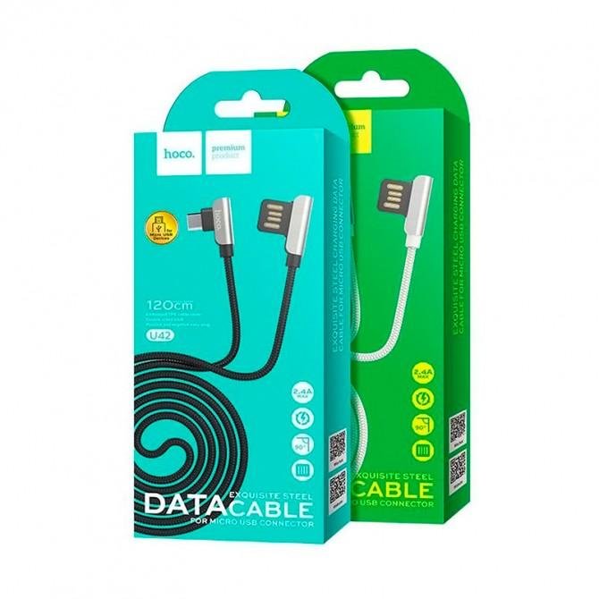 USB Cable Hoco U42 Exquisite Steel MicroUSB (L Shape) Black 1.2m-2