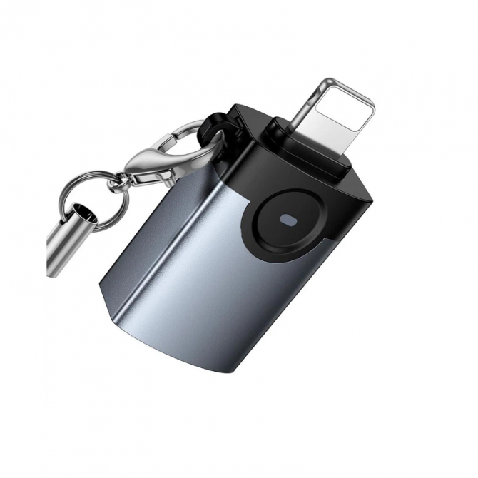 Адаптер Hoco UA46 Lightning male -> USB female Black-2