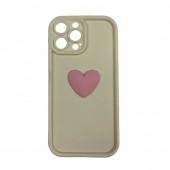 Чехол 3D Heart series for iPhone 13 Pro Milky