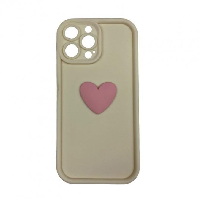 Чохол 3D Heart series for iPhone 13 Pro Milky