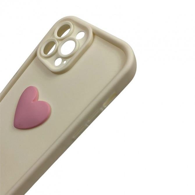 Чохол 3D Heart series for iPhone 13 Pro Milky-2