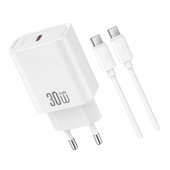Мережевий зарядний пристрій XO CE41 30W USB-C+Type-c White