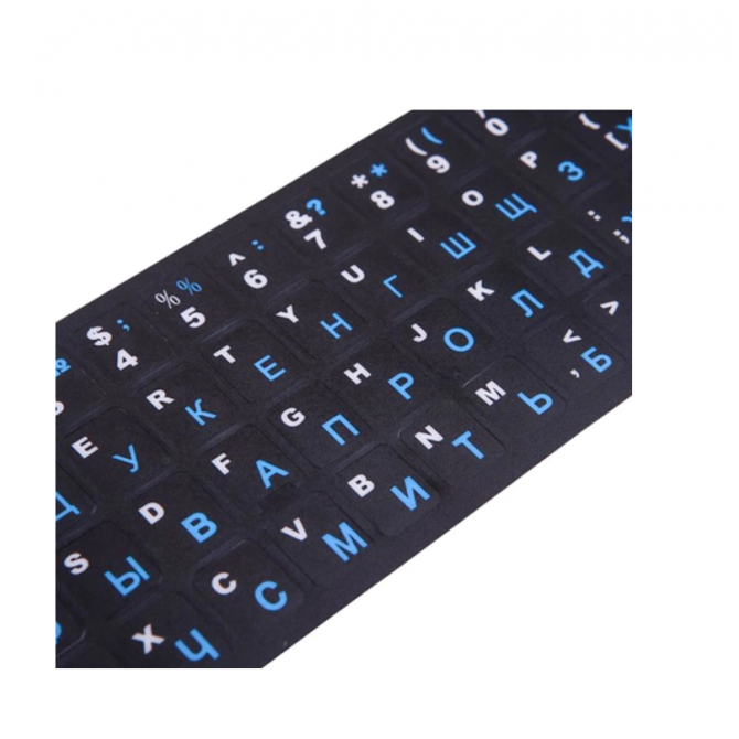 Наклейки на клавіатуру (українська-англійська) Чорна/Синя-2