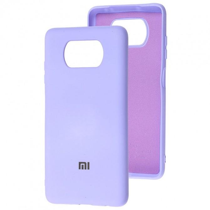 Оригинальный силиконовый чехол для Xiaomi Poco X3 NFC Лиловый FULL