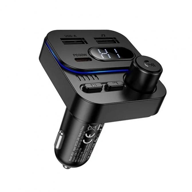 FM модулятор Borofone BC61 Ocean 45W (USB-A + USB-C) Black