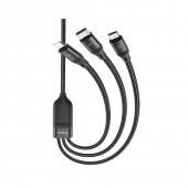 Кабель Hoco U104 3in1 Ultra 6A Black 2m