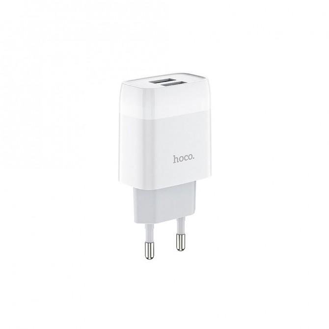 Мережевий зарядний пристрій Hoco C73A White + USB Cable Type-C (2.4A)-2