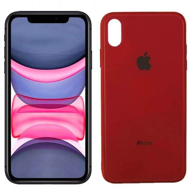 Чехол U-Like Glossy Logo series для iPhone Xs Red orchid