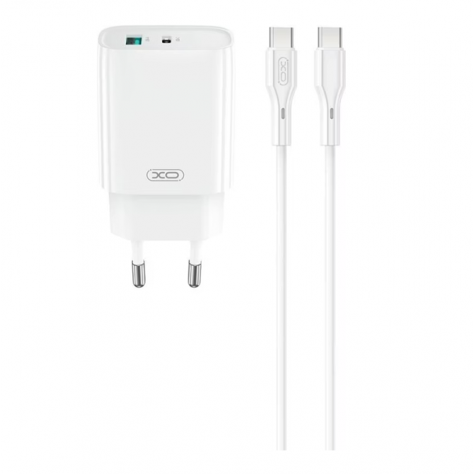 Мережевий зарядний пристрій XO CE29 20W/1 USB-C White + Type-C to Type-C Cable-1