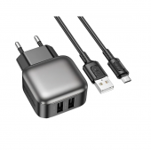 Мережевий зарядний пристрій 1USB Borofone BAS52A 18W/ QC3.0 Black + MicroUSB Cable