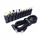 Кабель питания USB to DC 100W с набором переходников для ноутбука 10в1 Black Кабель питания USB to DC 100W с набором переходников для ноутбука 10в1 Black
