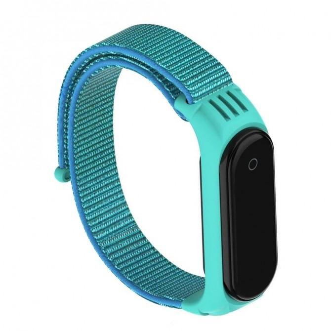 Ремінець для Xiaomi Band 3/4 Nylon design Синій/М'ятний-1