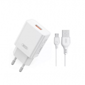 Мережевий зарядний пристрій XO L127 18W/1USB + MicroUSB cable White