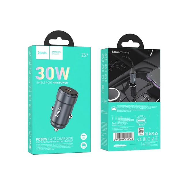 Автомобильное зарядное устройство для 1Type-C Hoco Z57 PD30W Metal Black-4