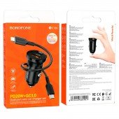 Автомобільний зарядний пристрій Borofone BZ18A PD20W+QC3.0 3A Black+ Cable Type-C to Lightning Black Автомобільний зарядний пристрій Borofone BZ18A PD20W+QC3.0 3A Black+ Cable Type-C to Lightning Black