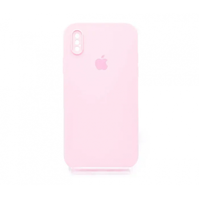 Силіконовий чохол для iPhone X/Xs Світло Рожевий FULL (SQUARE SHAPE)