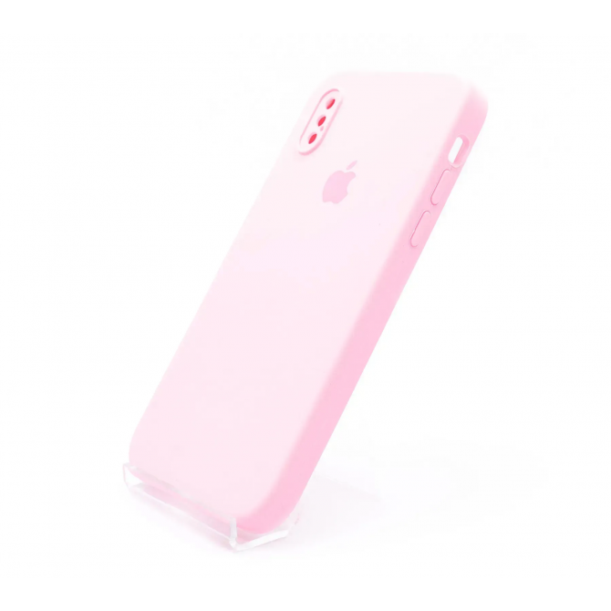 Силіконовий чохол для iPhone X/Xs Світло Рожевий FULL (SQUARE SHAPE)-2