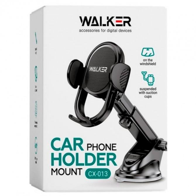 Холдер WALKER CX-013 Black (Висувний із затискачем та присоскою)-1