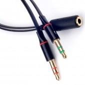 Разделитель Аудио выхода Aux 3.5mm (Female) to 2Aux 3.5mm (Male) Черный