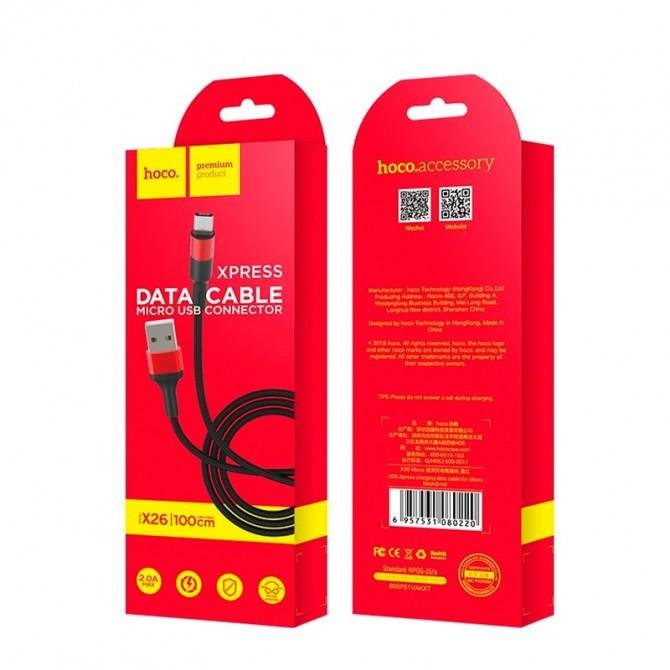 Кабель Hoco X26 Xpress MicroUSB Black/Red 1m-1