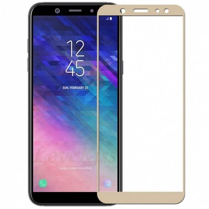 Захисне скло для SAMSUNG A605 Galaxy A6 Plus (2018) (0.3 мм, 2.5D, із золотистим Silk Screen покритт