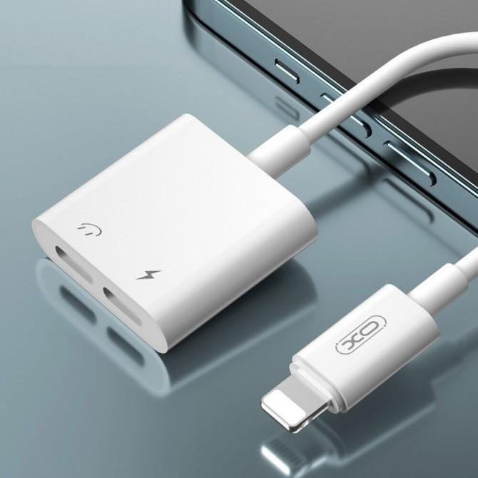 Перехідник XO Lightning Male - Dual Lightning Female White-1