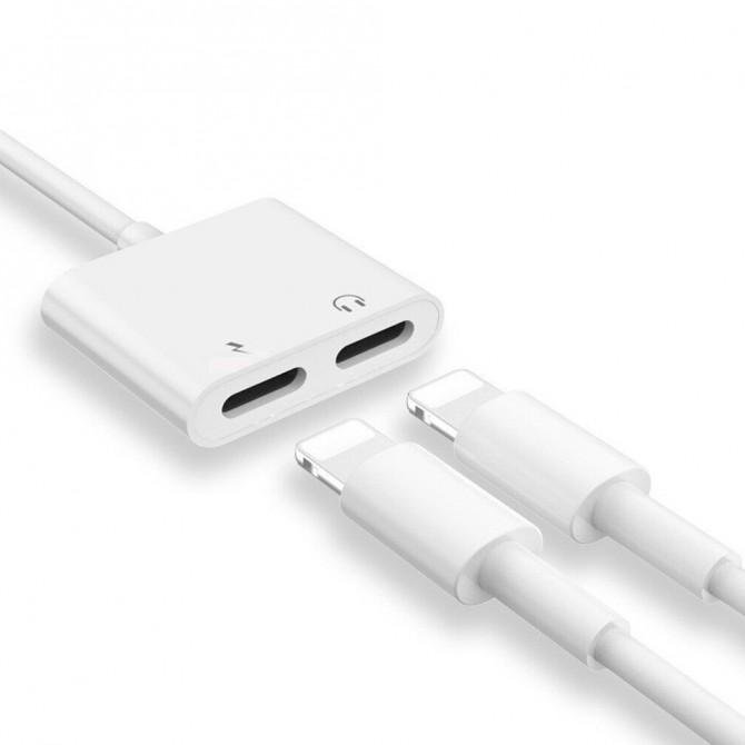 Перехідник XO Lightning Male - Dual Lightning Female White-2