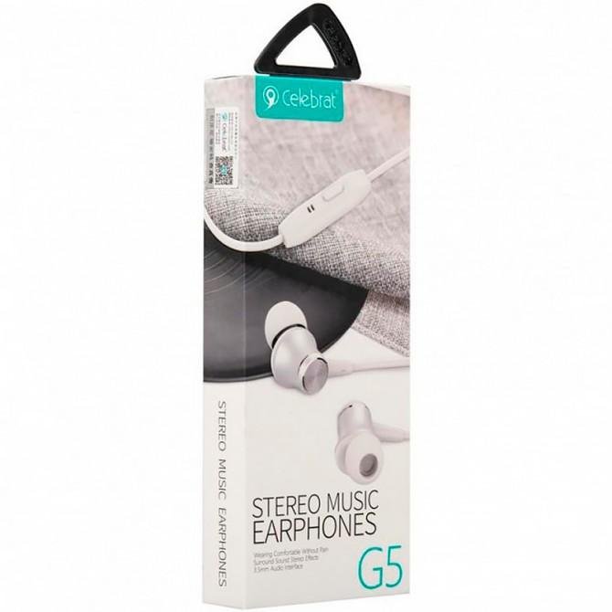 Наушники HF MP3 Celebrat G5 White + mic + button call answering-2