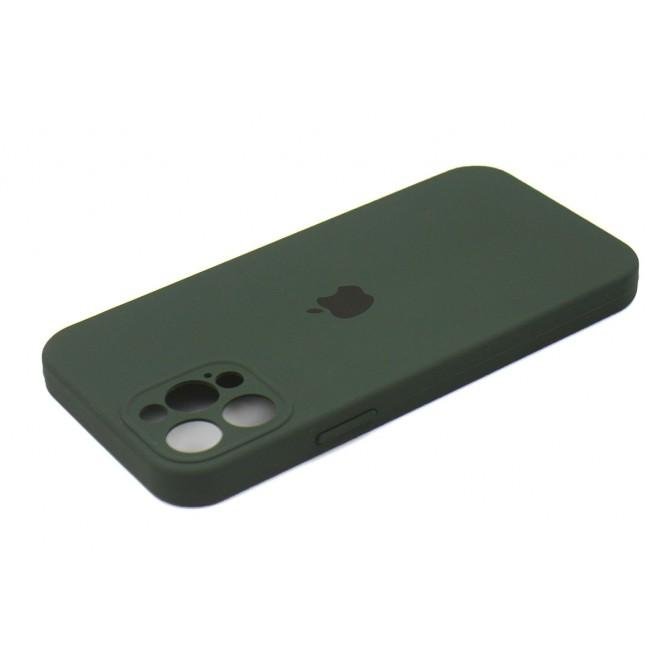 Оригинальный силиконовый чехол для iPhone 12 Pro Хвойно Зеленый FULL (with camera protection)-1