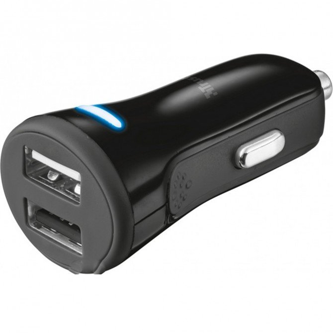 Автомобильное зарядное устройство TRUST 20W Car Charger with 2 USB port (Чёрный)-3