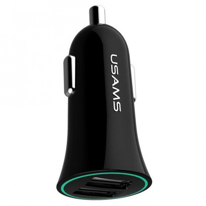 Автомобільний зарядний пристрій Usams A-TU 2in1 Lightning + Micro 2.1A Чорний (CCUSB01)