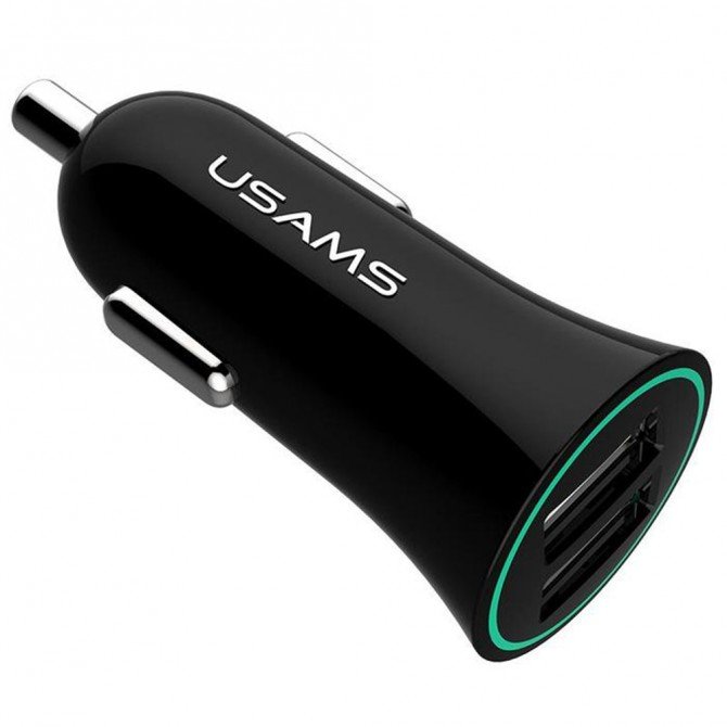 Автомобільний зарядний пристрій Usams A-TU 2in1 Lightning + Micro 2.1A Чорний (CCUSB01)-1
