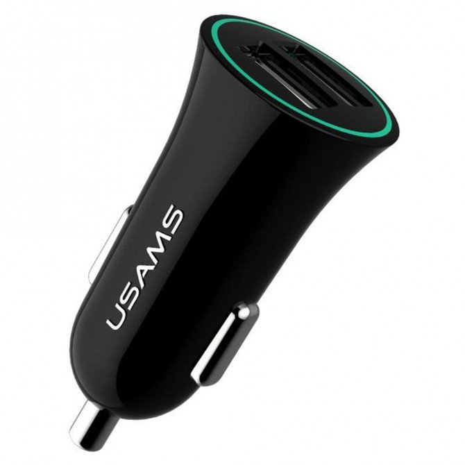 Автомобільний зарядний пристрій Usams A-TU 2in1 Lightning + Micro 2.1A Чорний (CCUSB01)-2