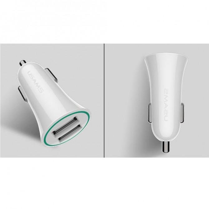 Автомобильное зарядное устройство Usams US-CC013 2.1A Dual Ports White (21CHGC02)-1