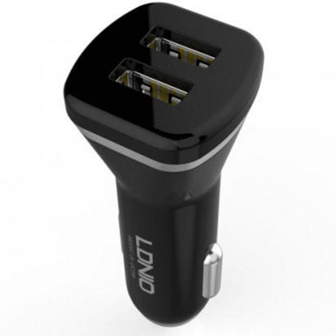 Автомобильное зарядное устройство 2USB LDNIO (2.1A) Чёрный + USB Cable iPhone 5 (DL-C219)-1