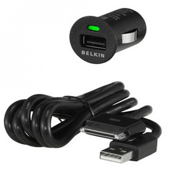 Автомобильное зарядное устройство BELKIN (1A) Чёрный + USB Cabel iPhone 3/4/iPad 2/3 (BK184)-1