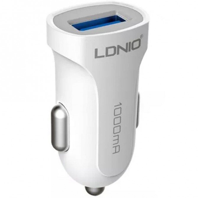 Автомобільний зарядний пристрій USB LDNIO (1A) Білий + USB Cable iPhone 5 (DL-C17)-3