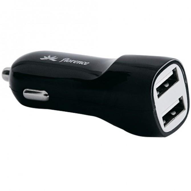 Автомобильное зарядное устройство Florence CC21-MU + Кабель microUSB Чёрный-1